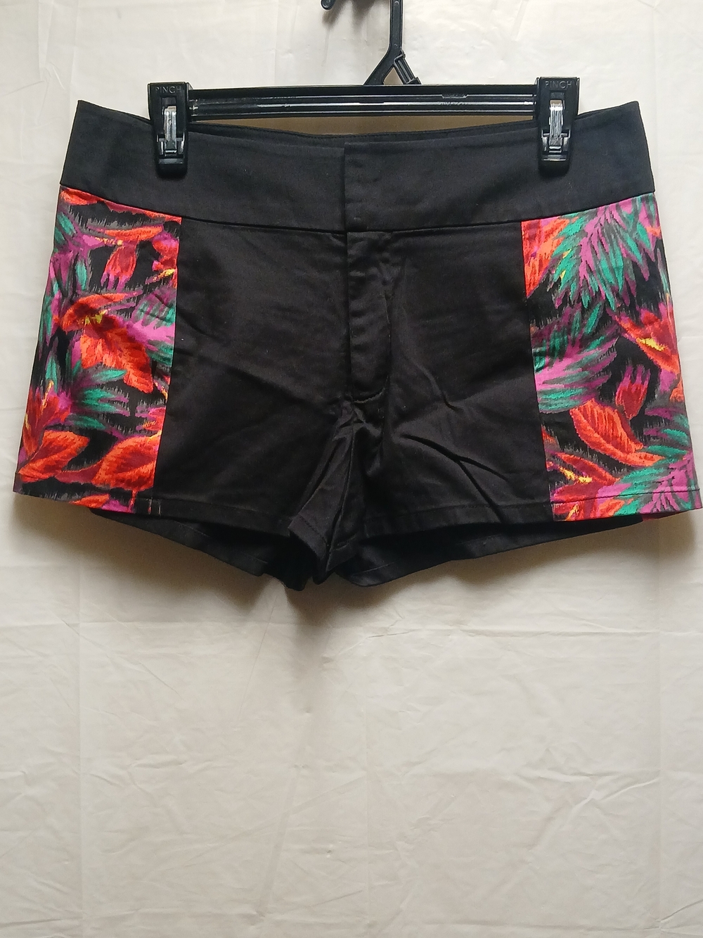 sofia by sofia vergara Black Shorts with Tropical Floral Panels